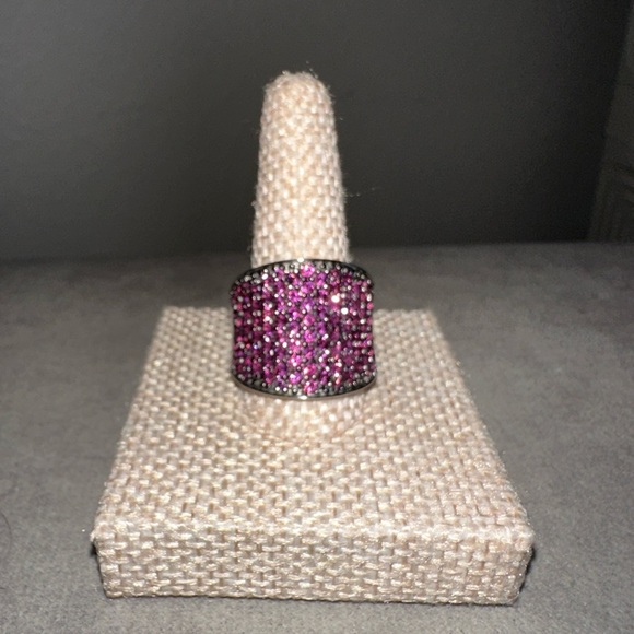 Jewelry - Pave Rhodolite Garnet 3/4" Wide Band Ring